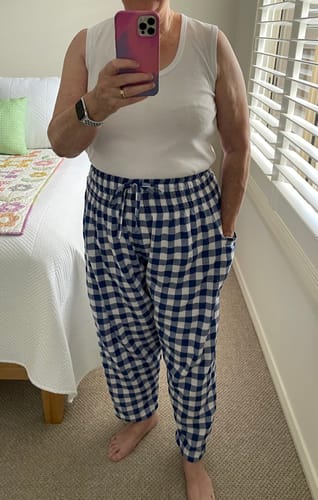 Customer photo review of Dream Pant in Cotton Gingham Navy