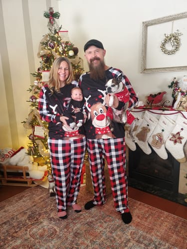 Customer photo review of Christmas Cute Deer Print Family Matching Long-sleeve Black Red Plaid Pajamas Set