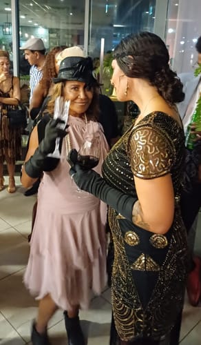 Aleta B. review of 1920s Black & Gold Sequin Eva Gatsby Dress image 2 out of 3