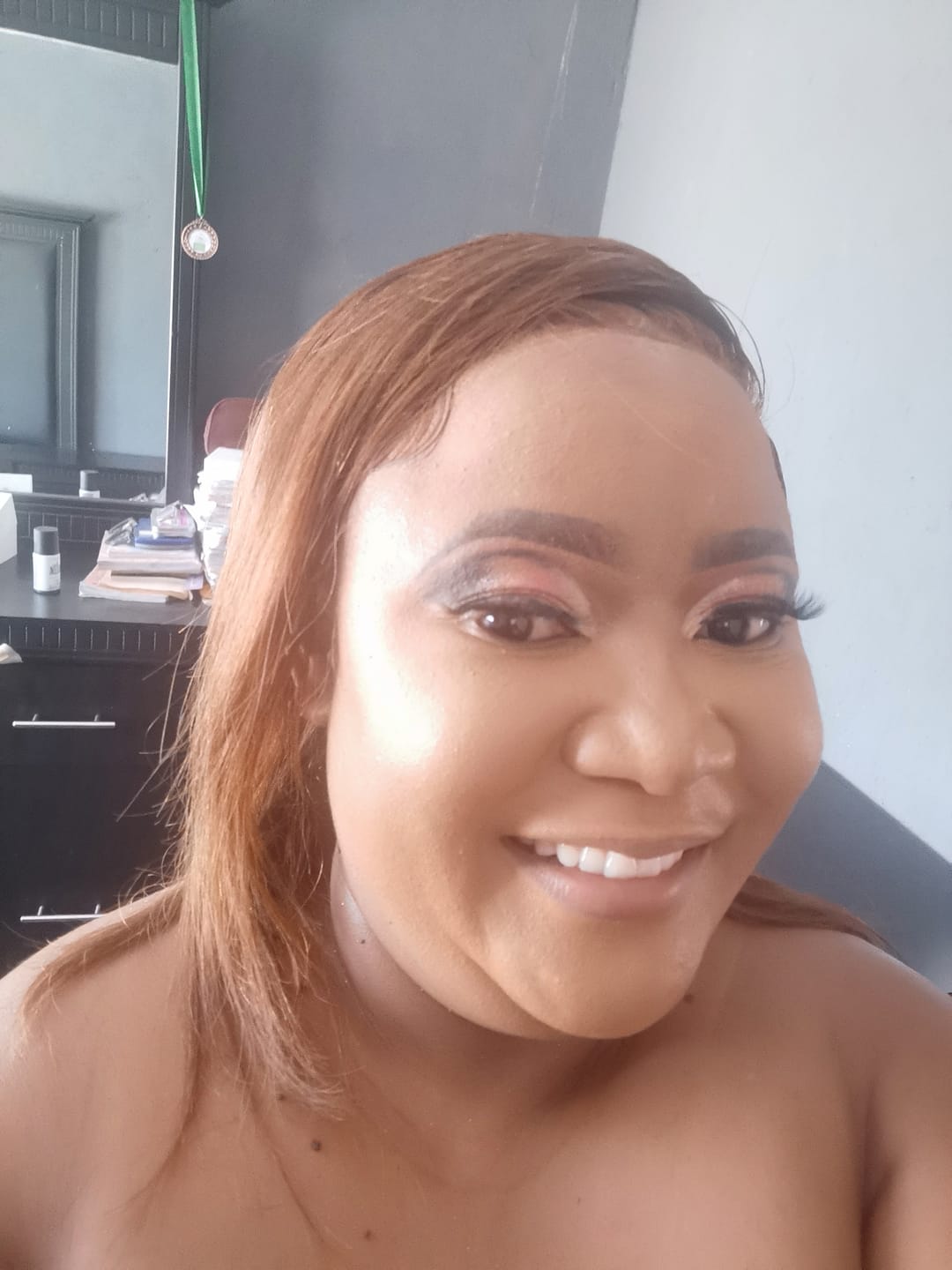 Customer photo review of EMMY Lace Frontal Brown Bob Wigs