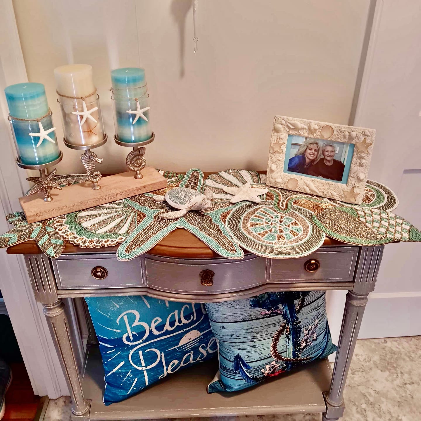 Customer photo review of Ringo Star Fish Embroidered Table Runner in Multi