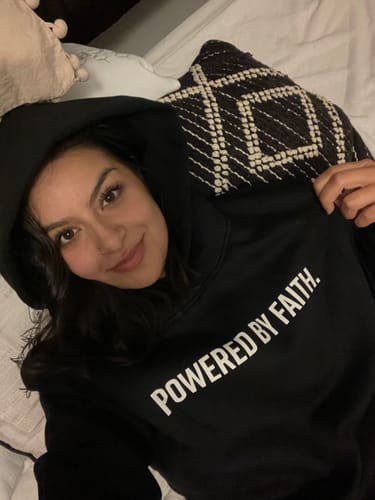 Customer photo review of Powered By Faith Hoodie