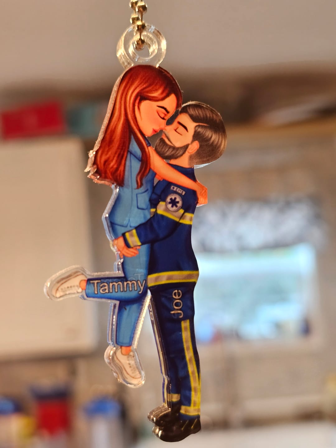 Customer photo review of Personalized Car Ornament, Couple Portrait, Firefighter, Nurse, Police Officer, Teacher, Gifts by Occupation
