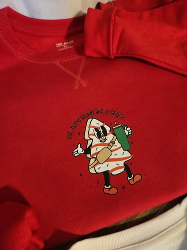 Customer photo review of LOOKIN LIKE A SNACK DTF Transfer