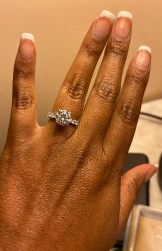 Customer photo review of Charisma 14K Solid White Gold Moissanite Engagement Ring