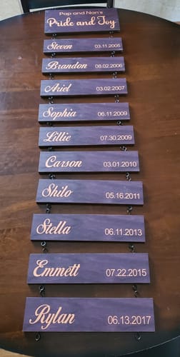 Customer photo review of Personalized Engraved Grandchildren Hanging Decorative Sign