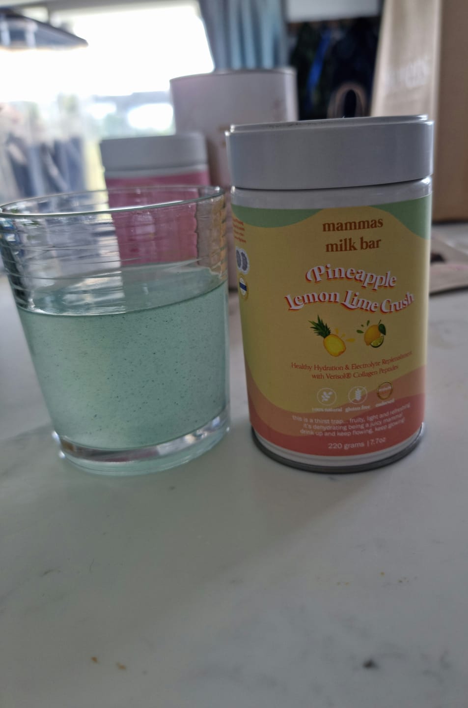 Customer photo review of Pineapple Lemon & Lime Crush Hydration Electrolyte Drink with Verisol® Collagen