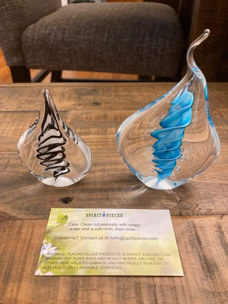 Customer photo review of Memorial Glass Flame with Cremation Ashes