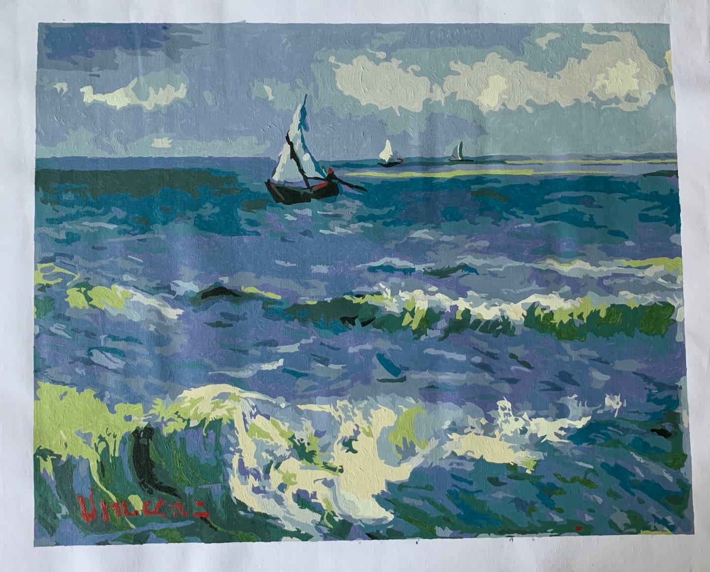 Customer photo review of The Sea at Les Saintes - Vincent Van Gogh - Paint by Numbers