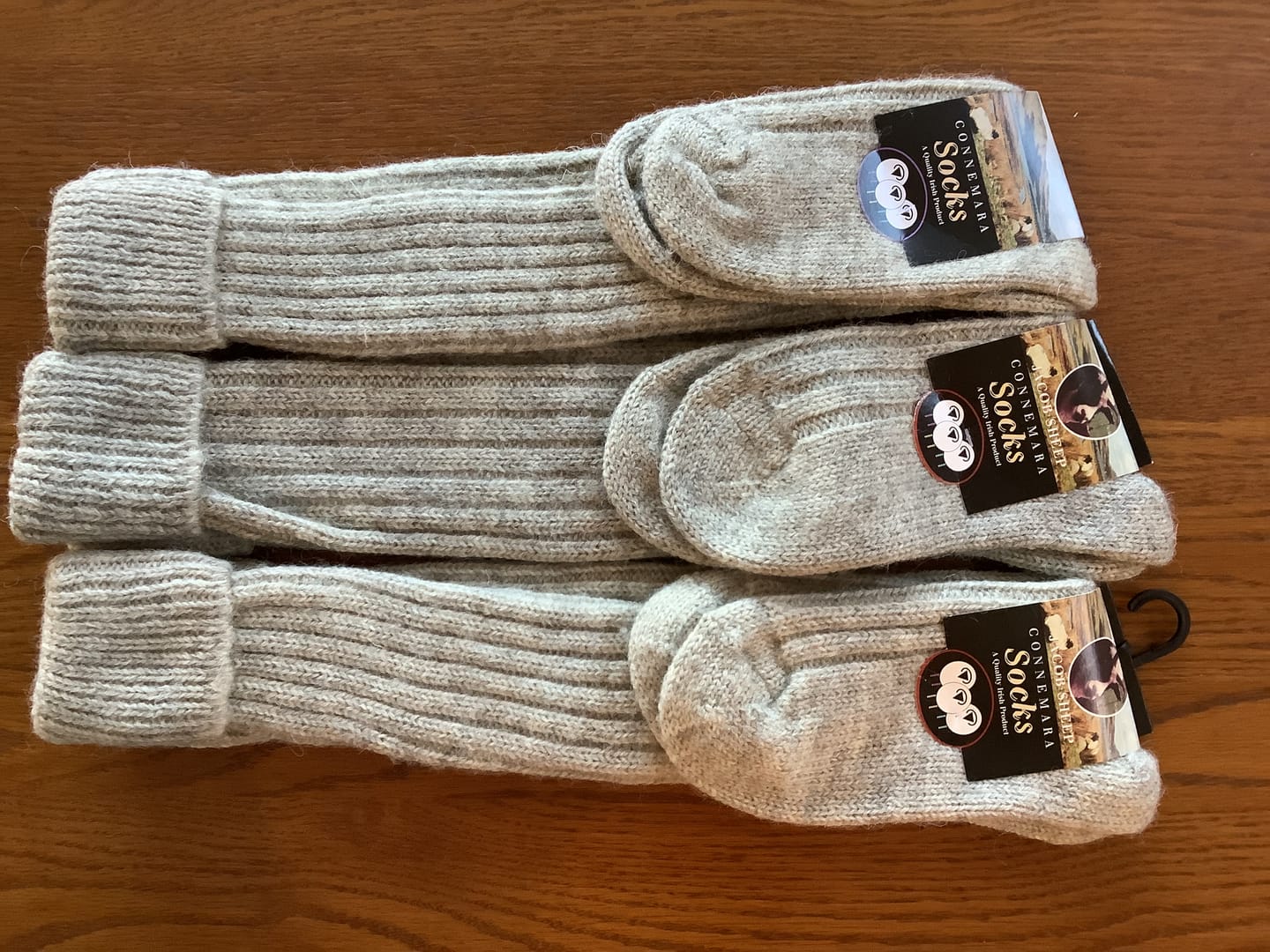 Customer photo review of Knee High Irish Jacob Sheep Socks