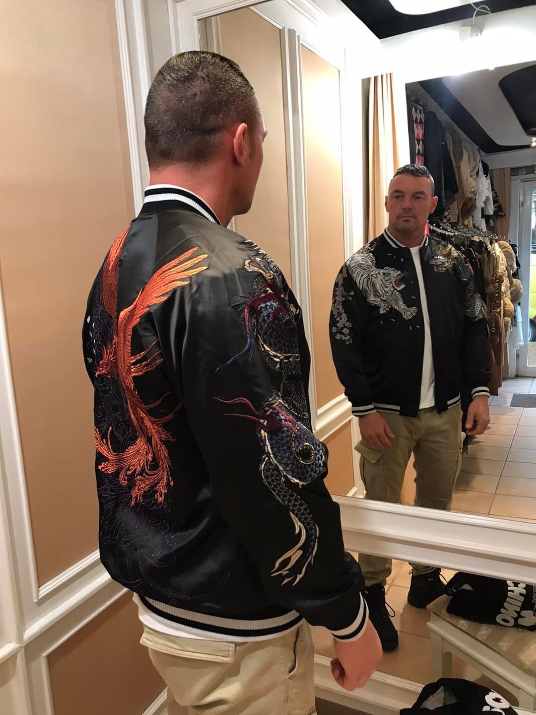 Customer photo review of Double Flying Dragons Embroidery Hoodie