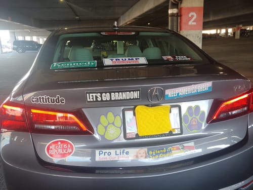 Customer photo review of Trump Mugshot Bumper Sticker
