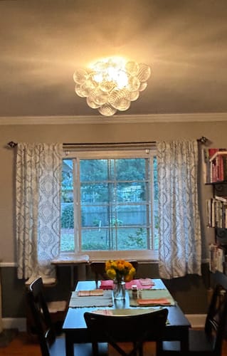 Customer photo review of 3-Light Cluster Ribbed Glass Bubble Semi Flush Chandelier