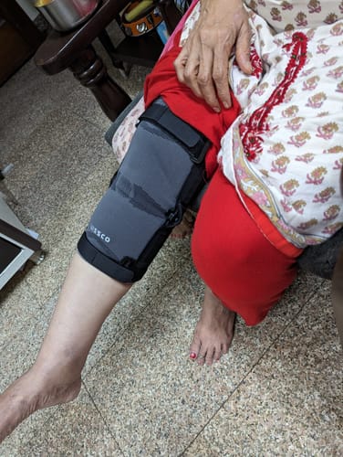 Customer photo review of Hinged Knee Cap | Supports the Knee joint with mediolateral hinges | Color - Grey (Single Piece)