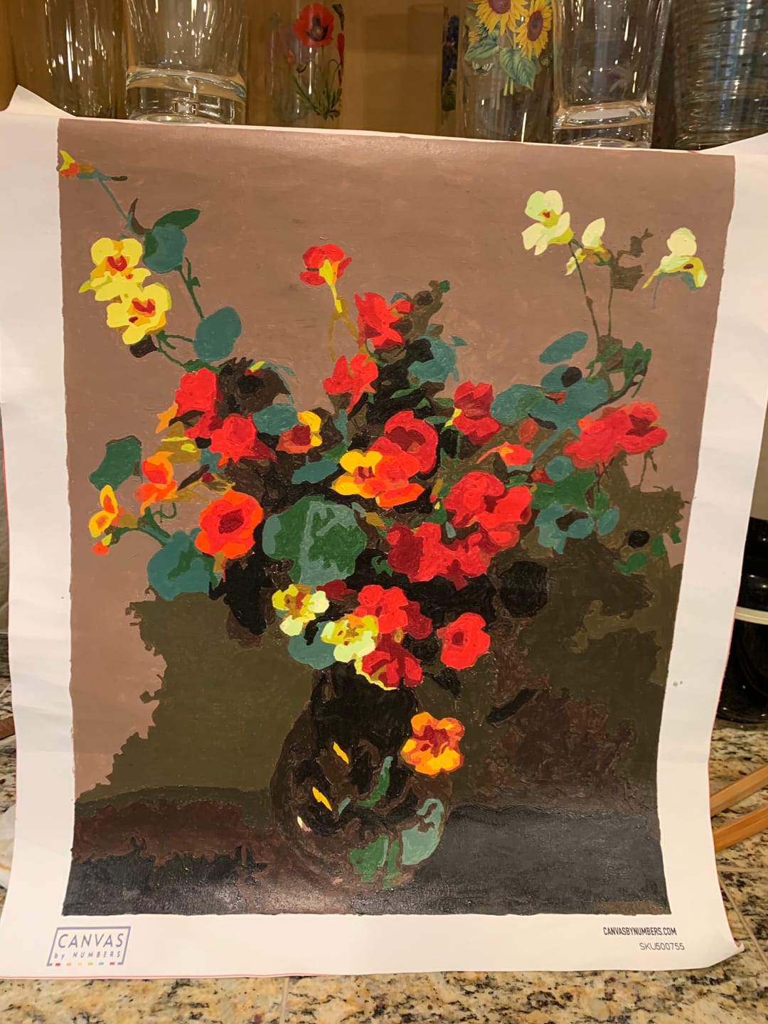 Customer photo review of Flowers - Paint by Numbers