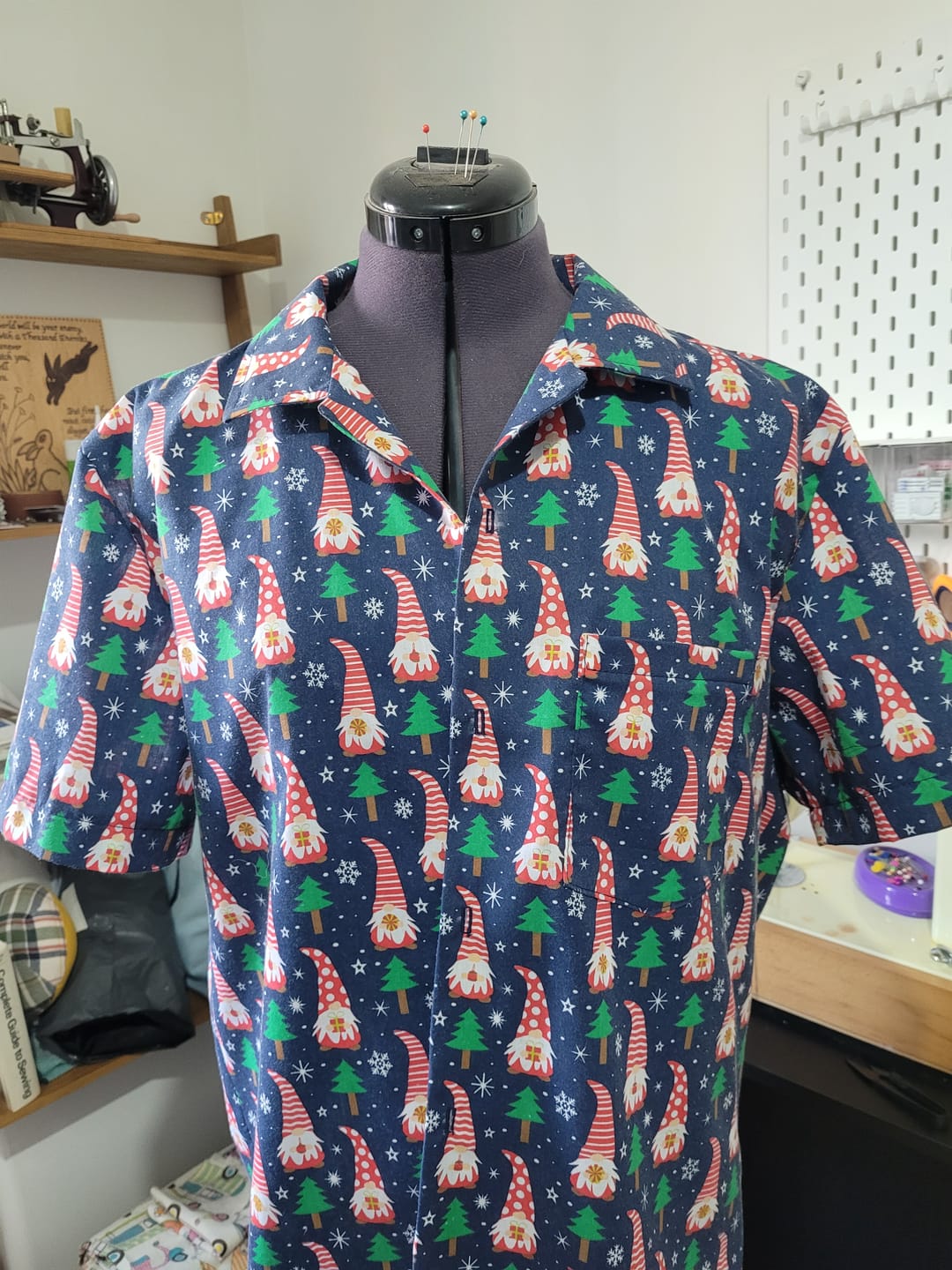Customer photo review of Xmas Gnomes on Navy Polycotton Fabric