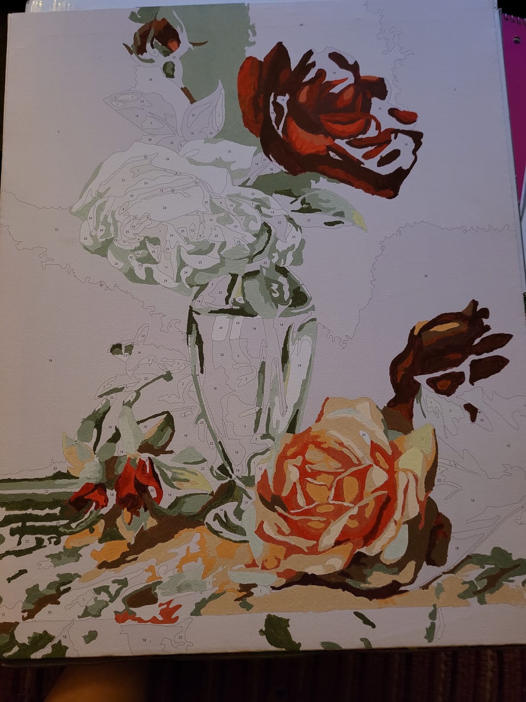 Customer photo review of Roses in a Glass Vase - Paint by Numbers