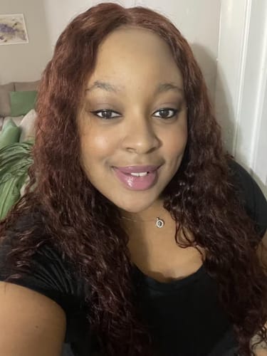 Customer photo review of Luvwin Reddish Brown Wear And Go 13x4 Pre-Cut Lace Jerry Curly Long Human Hair Wigs For Women