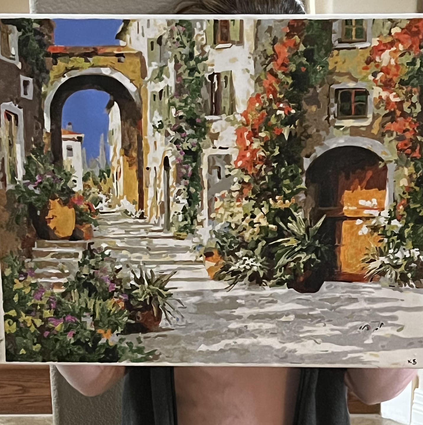 Customer photo review of La Porta Rossa sulla Salita - Paint by Numbers