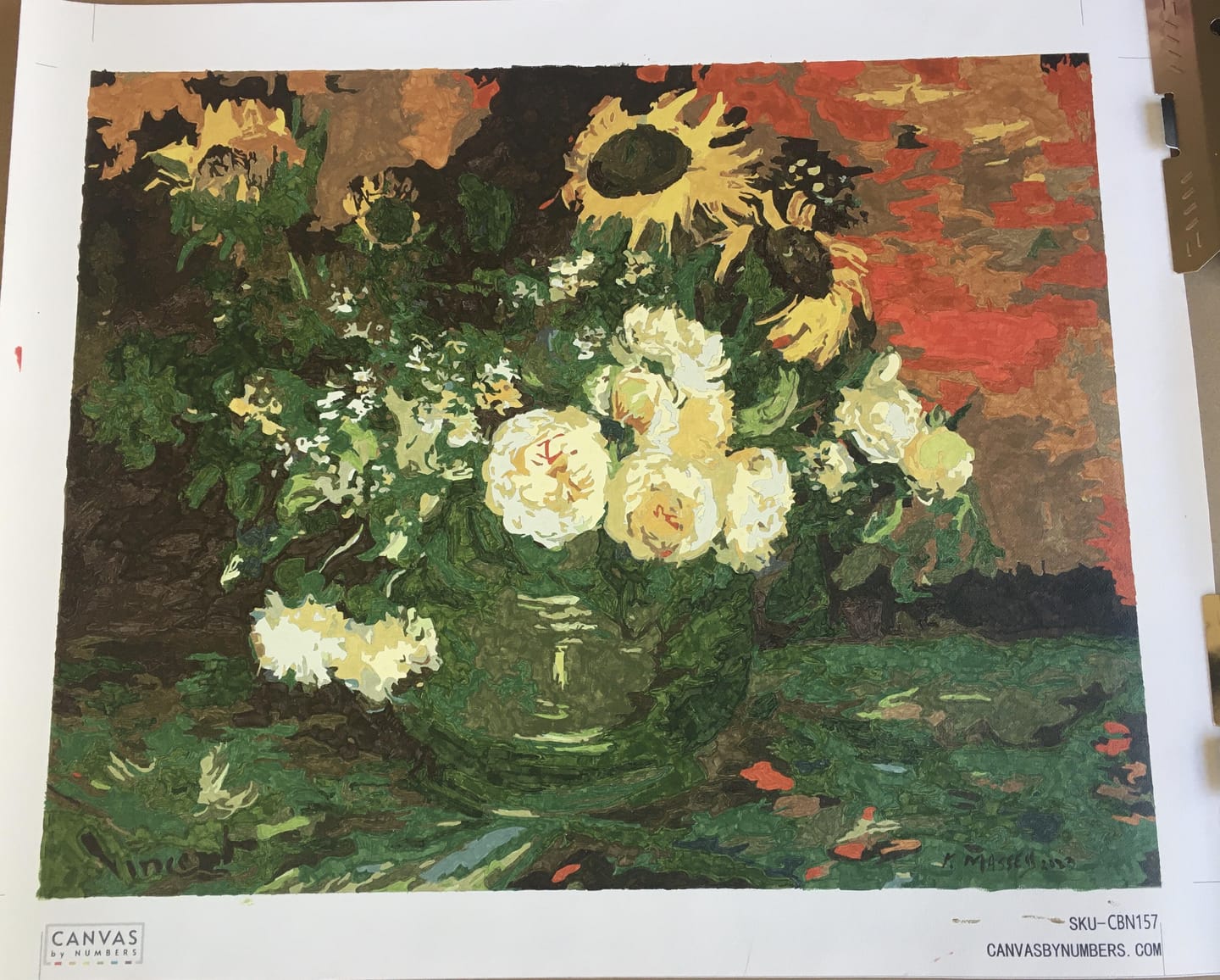 Customer photo review of Still Life with Roses & Sunflowers - Paint by Numbers