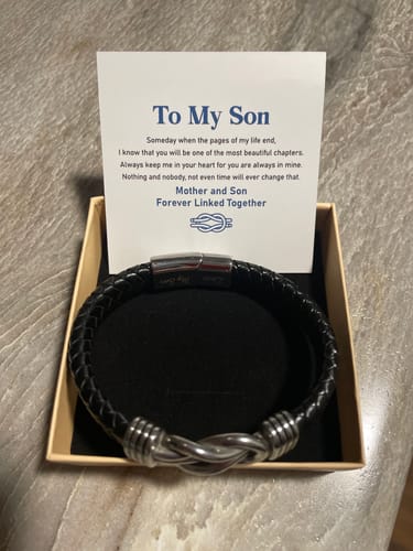 Customer photo review of Mother To Son - Forever Linked Together - Braided Leather Bracelet
