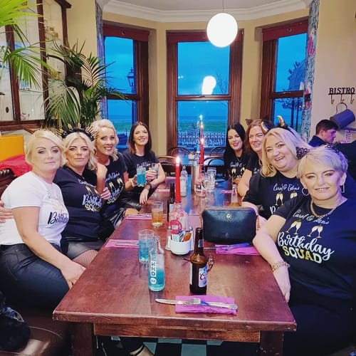 Customer photo review of Birthday Squad Gold T-Shirts