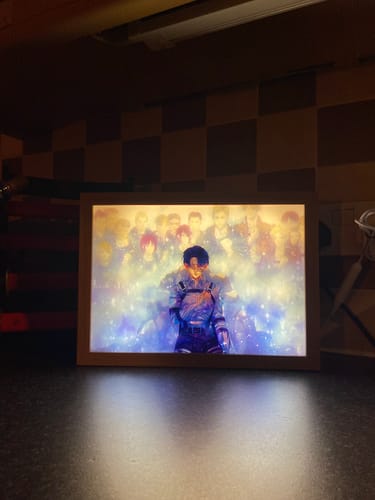 Customer photo review of A O T Series LED Light Painting Anime Photo Frame Wall Art