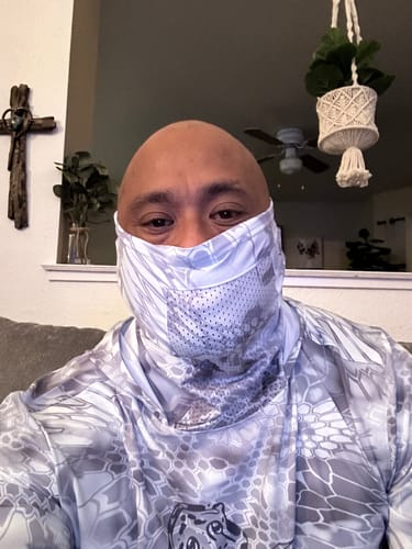 Customer photo review of UPF 50+ Long Sleeve Shirt with Hood and Facemask