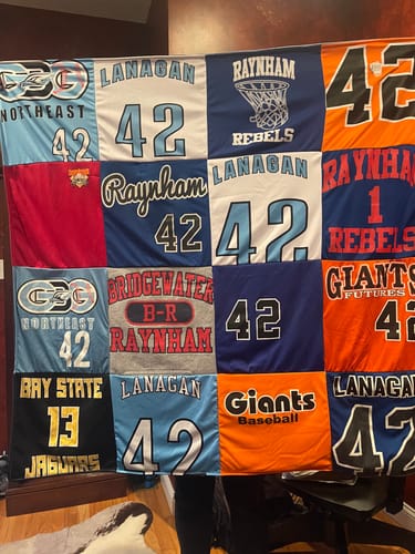 T-shirt quilt featuring raynham rebels, bridgewater-raynham regional high school by Kimberly  from MA