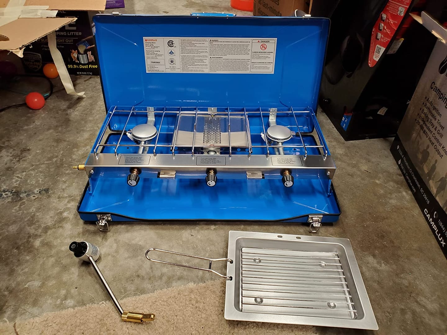 Customer photo review of CAMPLUX Portable Camping Stove with Legs 2 Burner Gas Grill Butane BBQ Stove