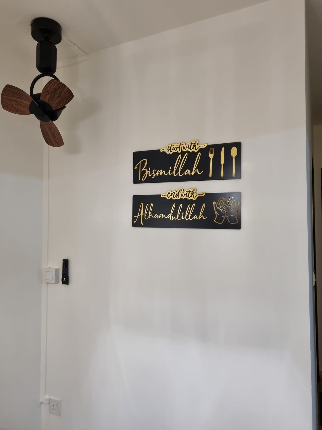 Customer photo review of Start with Bismillah - End with Alhamdulillah, Wooden Acrylic Islamic Wall Art