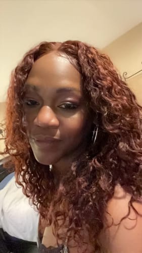 Customer photo review of Luvwin Reddish Brown Wear And Go 13x4 Pre-Cut Lace Jerry Curly Long Human Hair Wigs For Women