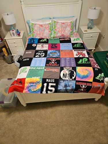 T-shirt quilt featuring warriors team by Kelly from VA