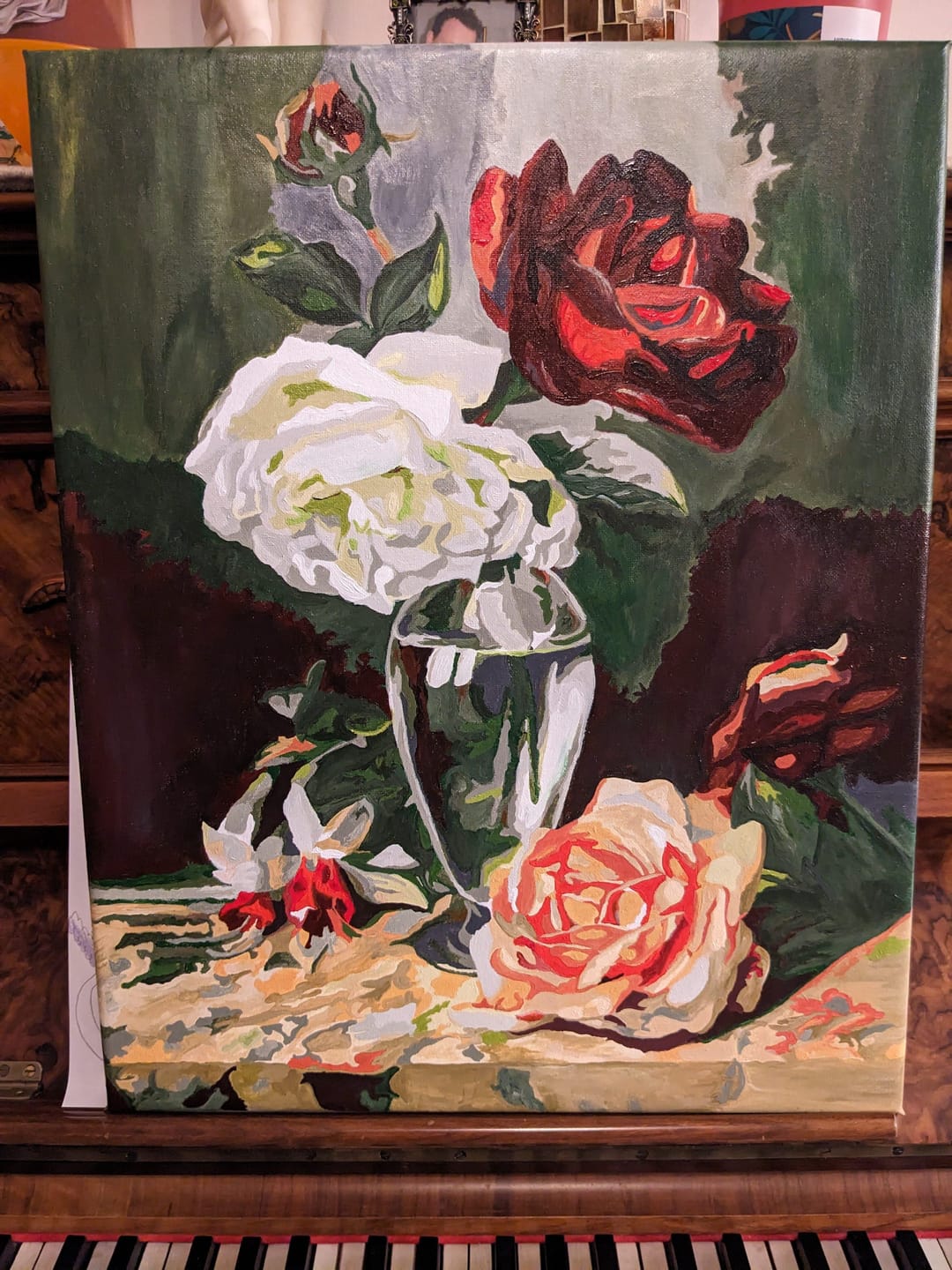 Customer photo review of Roses in a Glass Vase - Paint by Numbers