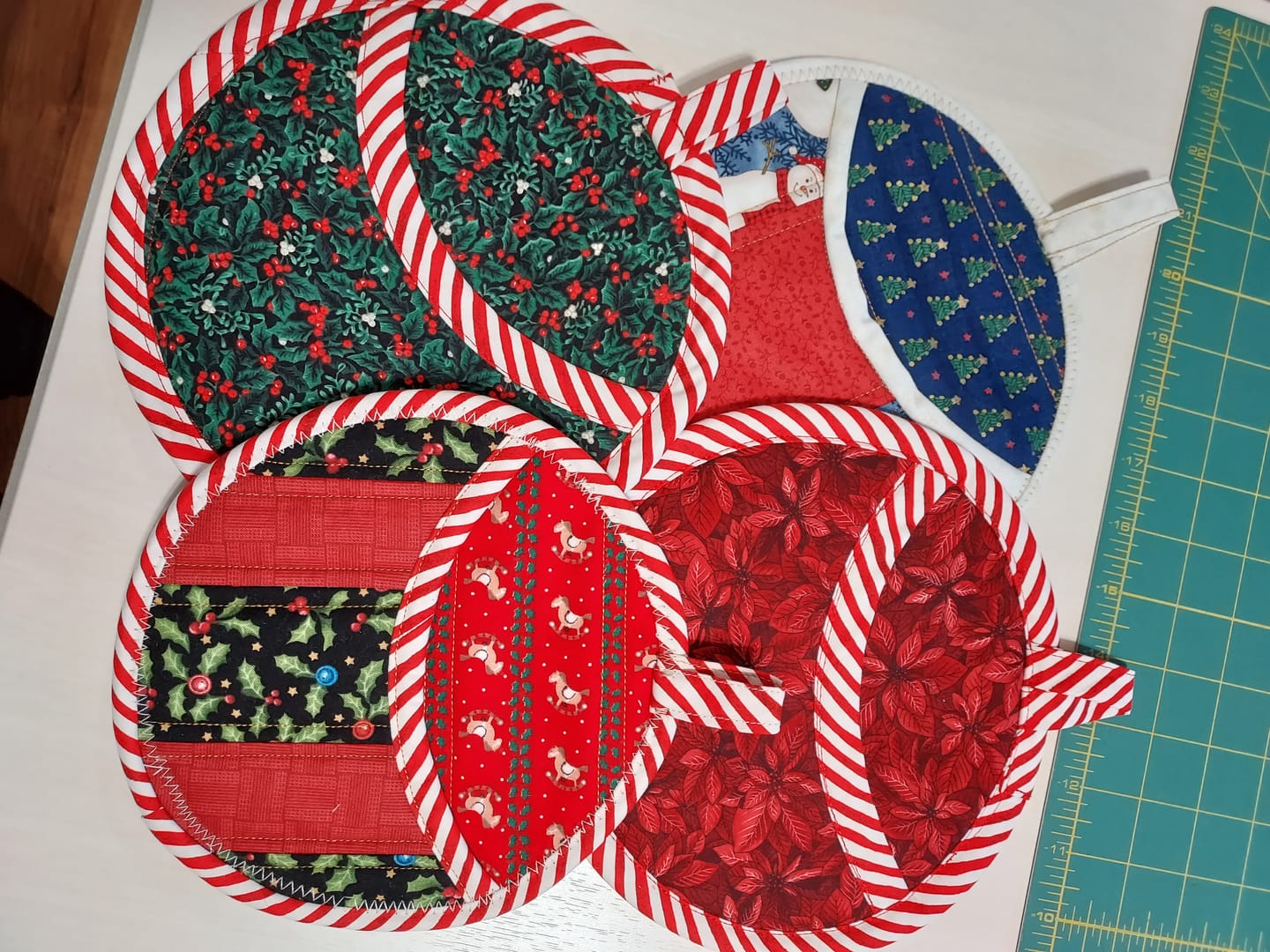 Customer photo review of Quilted Potholder Parade Sewing Pattern with Holiday Version | Digital PDF