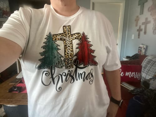 Customer photo review of Jesus Merry Christmas DTF Transfer