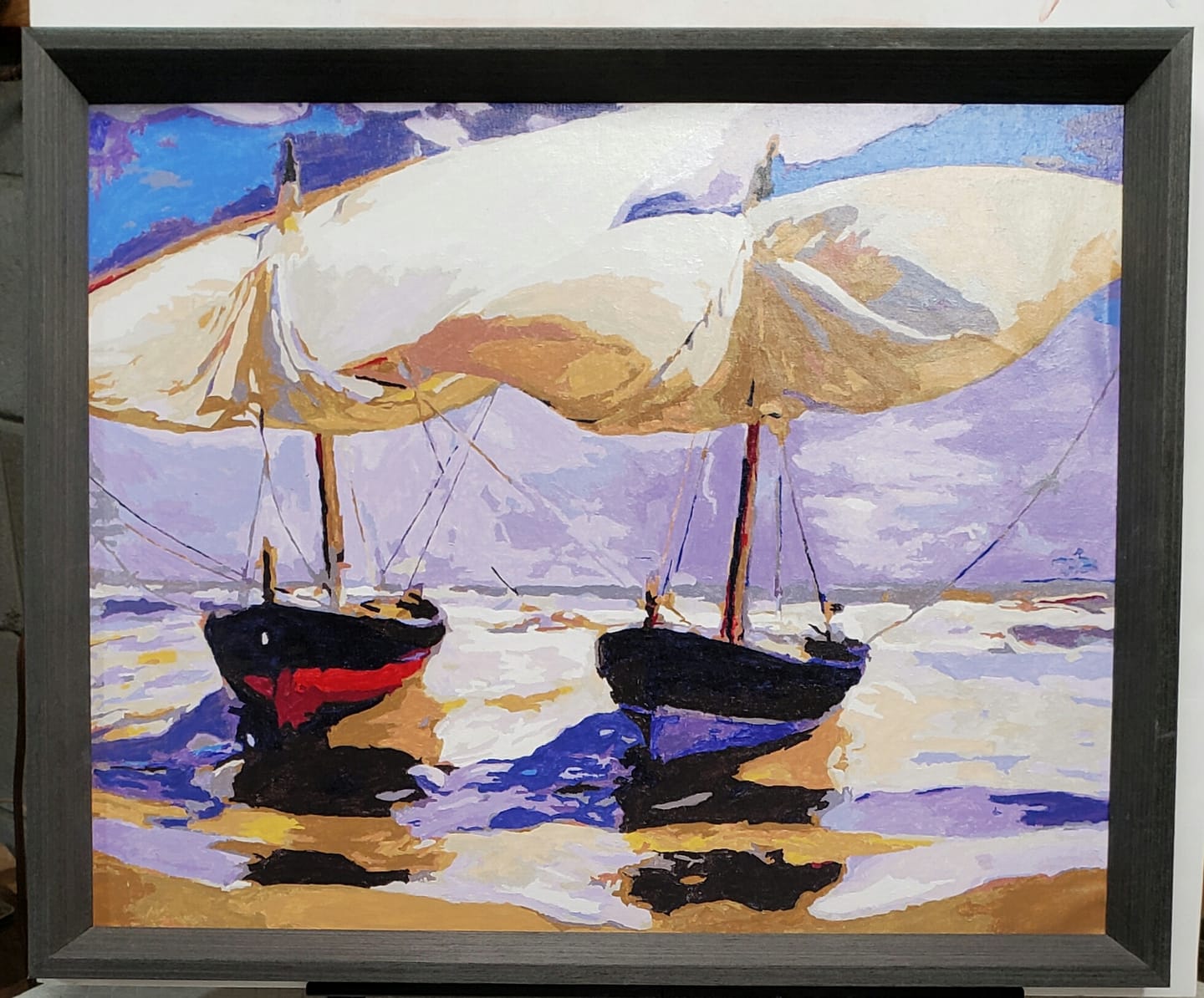 Customer photo review of Stranded Boats - Paint by Numbers