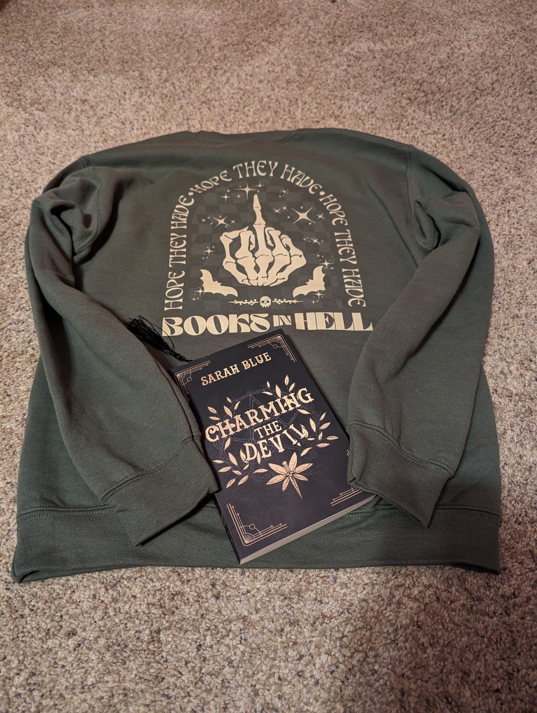 Customer photo review of hope they have books in hell sweatshirt