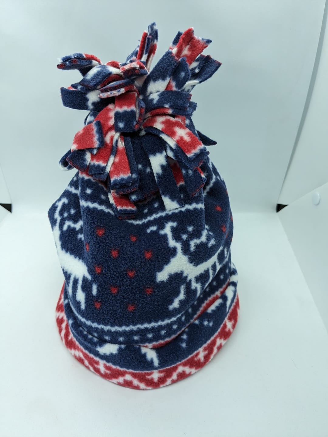 Customer photo review of Navy and Red Reindeer Anti Pill Polar Fleece Fabric