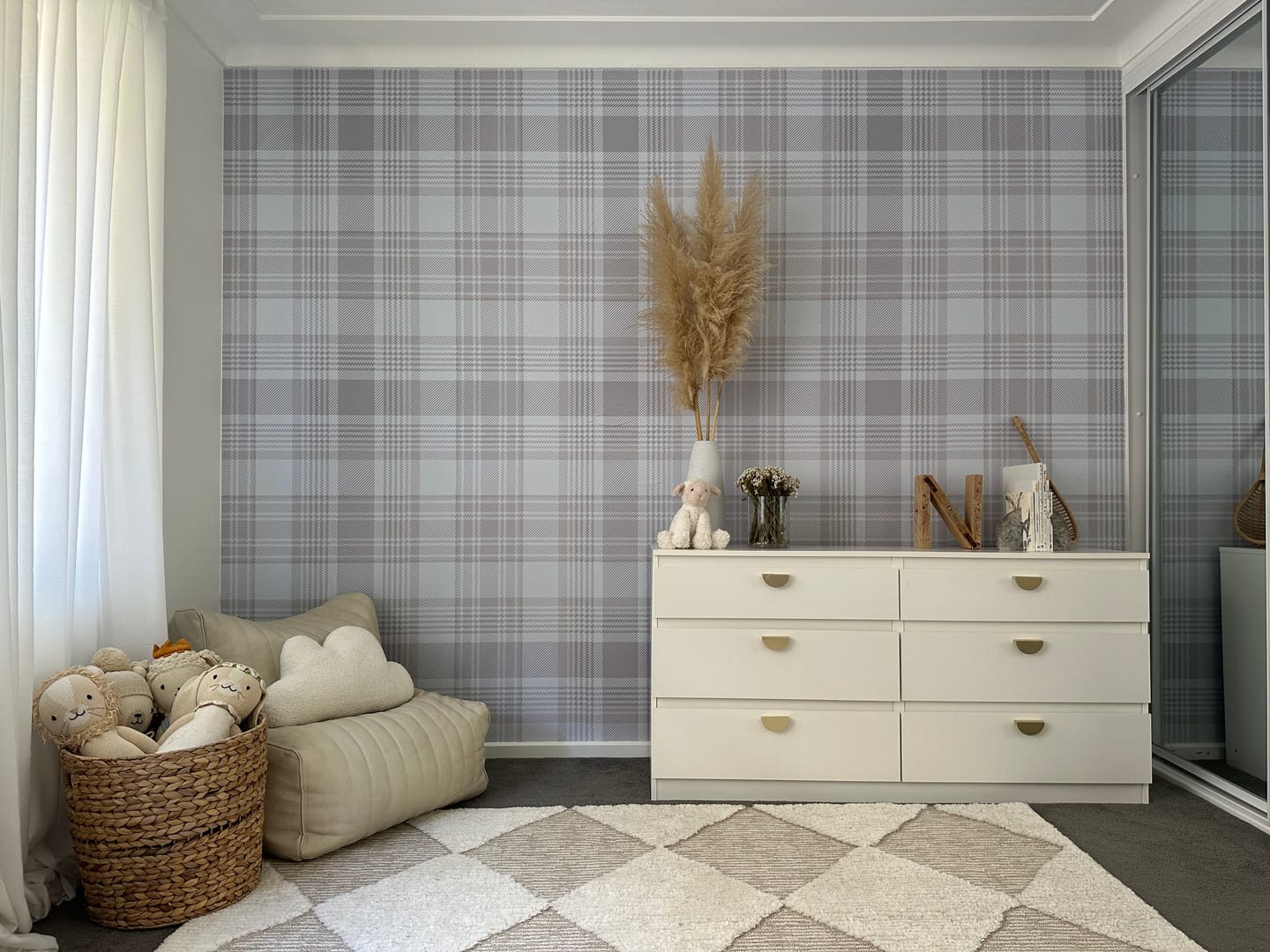 Customer photo review of Soft Tone Plaid Wallpaper