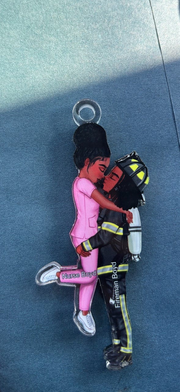 Customer photo review of Personalized Car Ornament, Couple Portrait, Firefighter, Nurse, Police Officer, Teacher, Gifts by Occupation