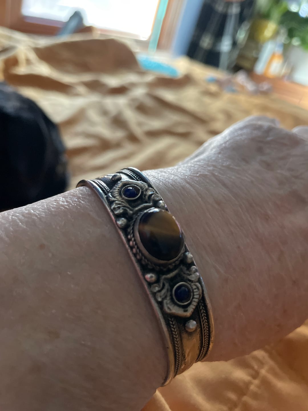 Customer photo review of Tigers Eye Bohemian Cuff Bracelet