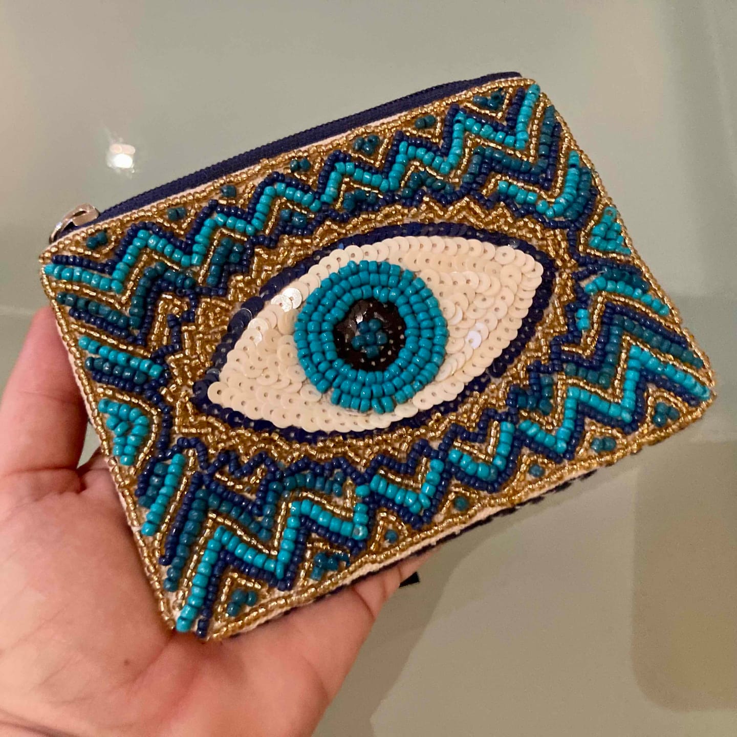Customer photo review of Grecian Nights Evil Eye Embellished Mini Pouches
