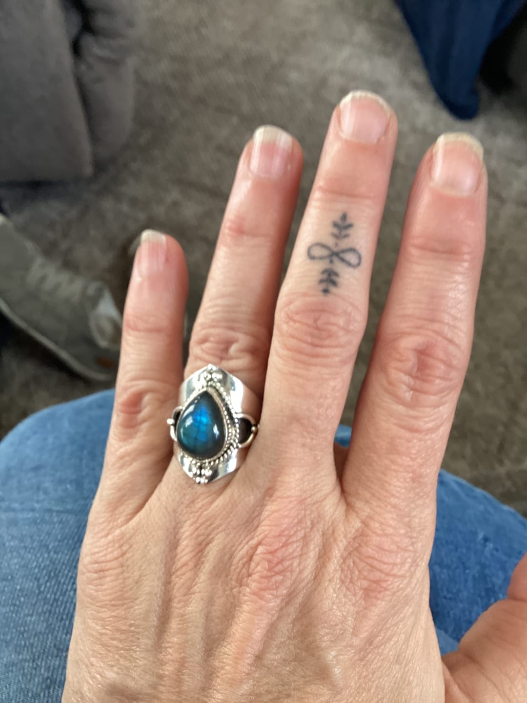 Customer photo review of Teardrop Labradorite Ring Sterling Silver