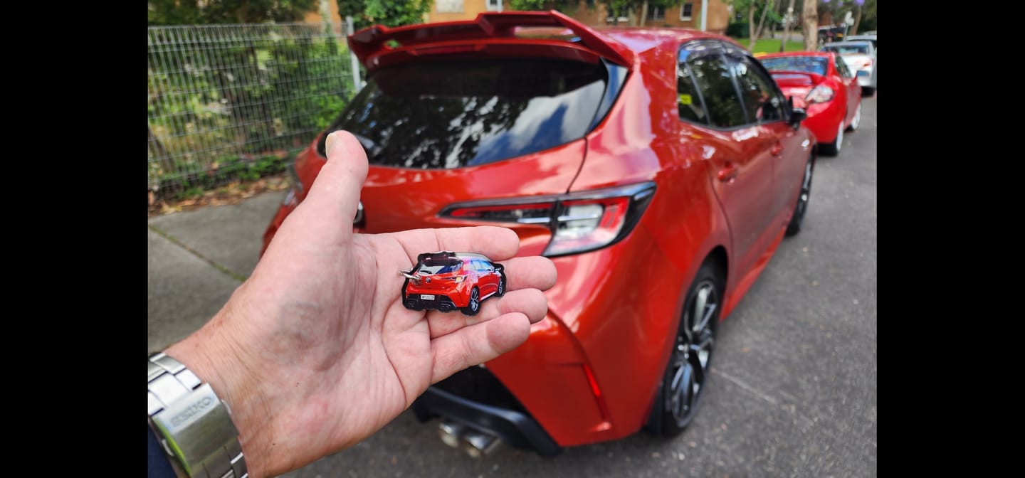 Customer photo review of PG Mini Custom Keychain