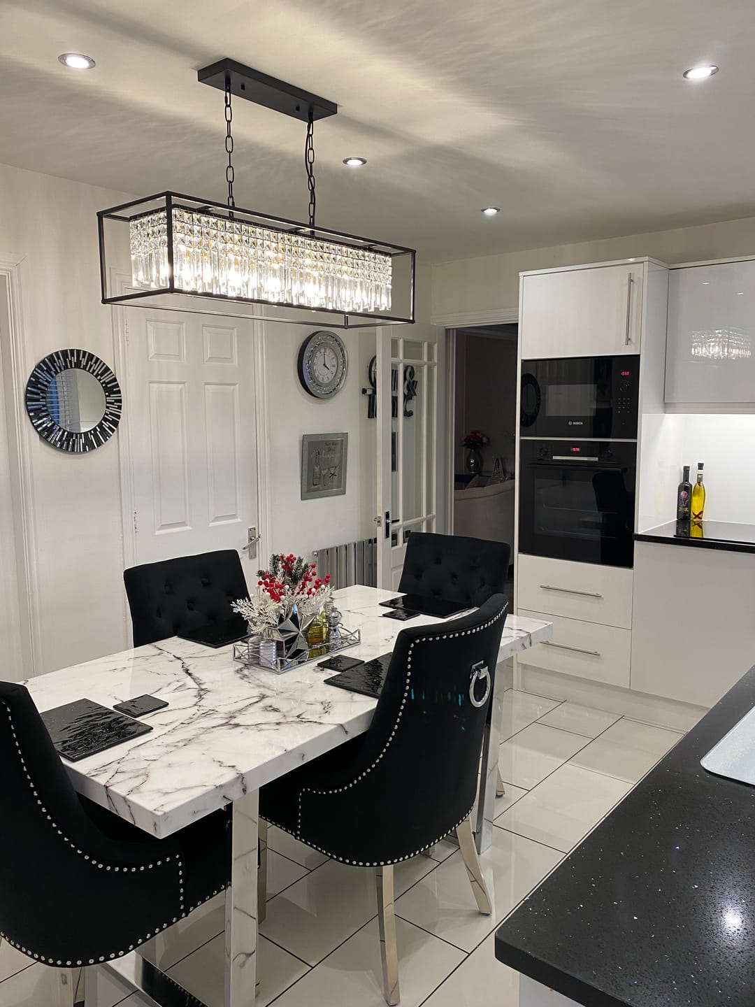 Customer photo review of Modern Rectangle Crystal Kitchen Island Chandelier
