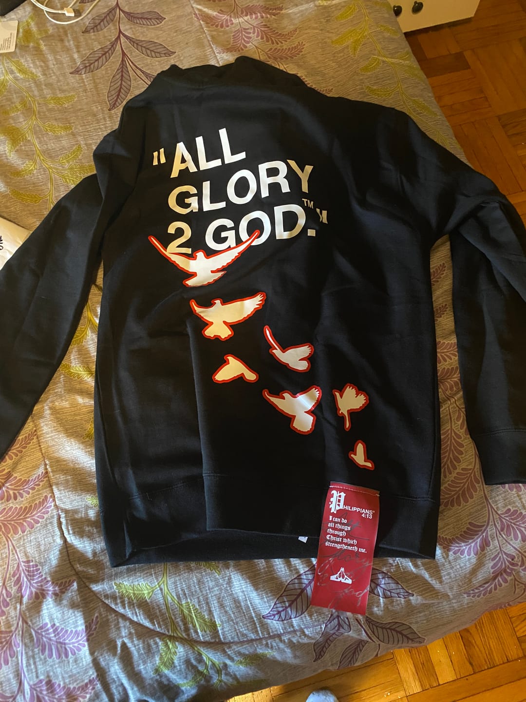 Customer photo review of 'Bred' Designer "Flocka Doves" Hoodie