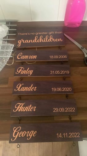 Customer photo review of Personalized Engraved Grandchildren Hanging Decorative Sign