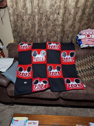T-shirt quilt with disney, mickey mouse themes by Joy from TN