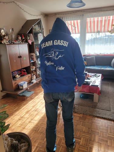 Customer photo review of Team Gassi Fauststoß - Individueller Hoodie Unisex Rückendruck